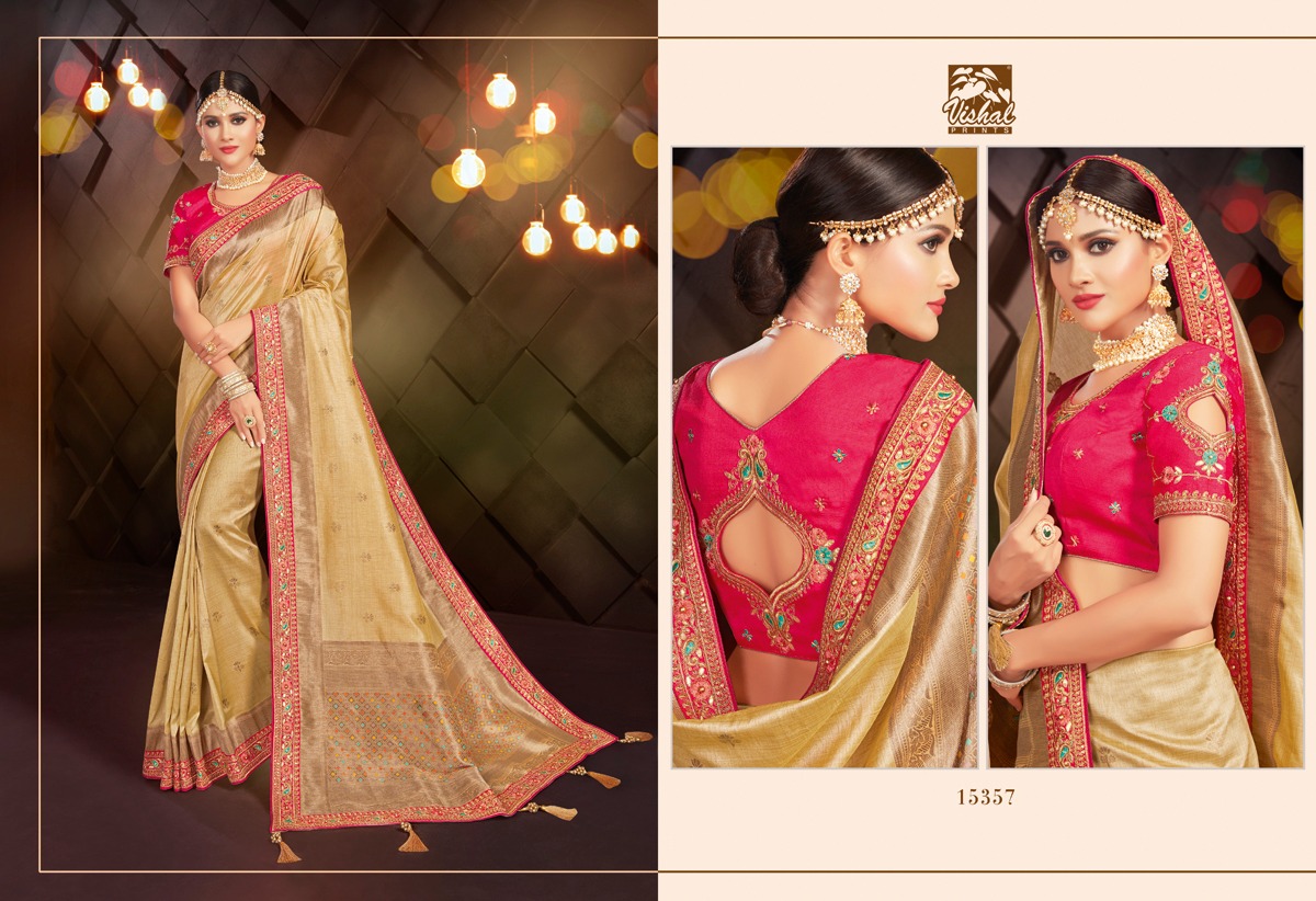 Kangan By Vishal Print 15354 To 15359 Series Indian Traditional Wear Collection Beautiful Stylish Fancy Colorful Party Wear & Occasional Wear Silk Sarees At Wholesale Price