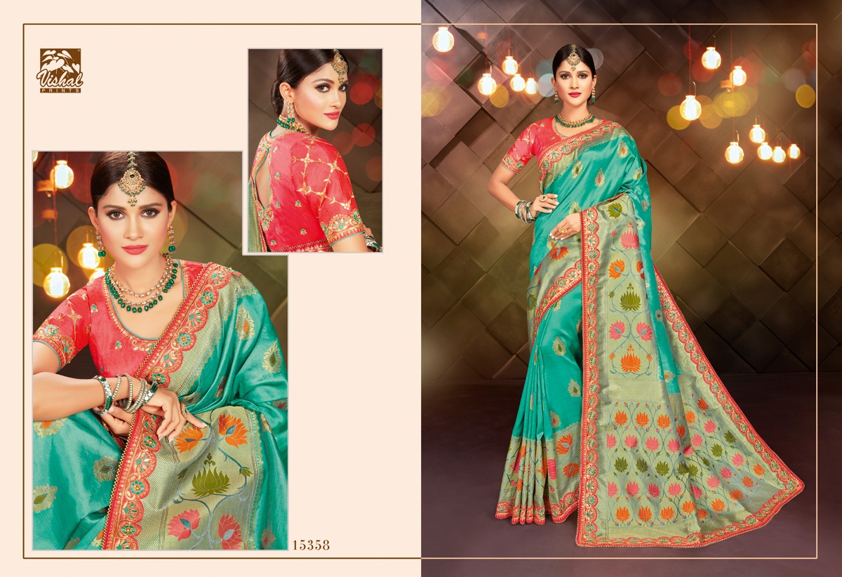 Kangan By Vishal Print 15354 To 15359 Series Indian Traditional Wear Collection Beautiful Stylish Fancy Colorful Party Wear & Occasional Wear Silk Sarees At Wholesale Price