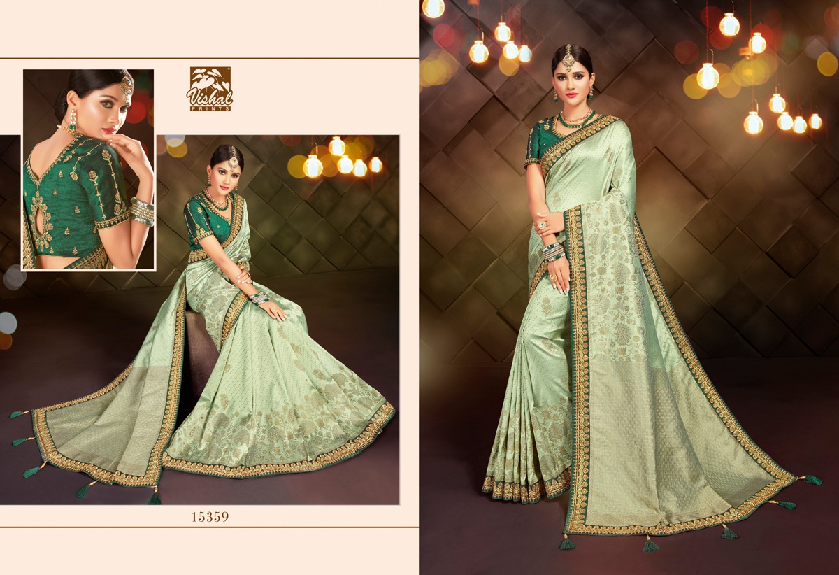 Kangan By Vishal Print 15354 To 15359 Series Indian Traditional Wear Collection Beautiful Stylish Fancy Colorful Party Wear & Occasional Wear Silk Sarees At Wholesale Price