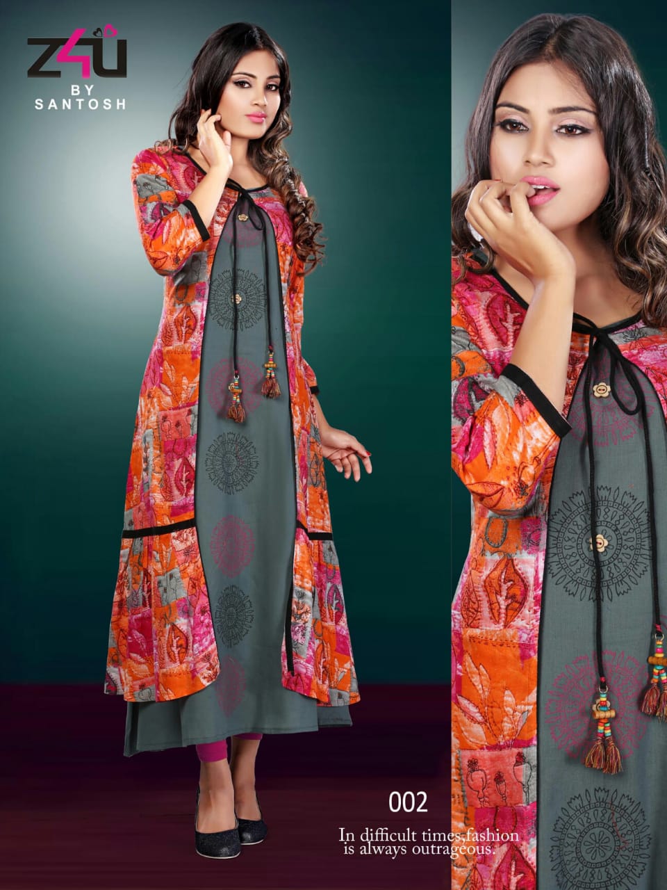 Kangana By Z4u 001 To 010 Series Beautiful Colorful Stylish Fancy Casual Wear & Ethnic Wear & Ready To Wear Rayon Kurtis At Wholesale Price