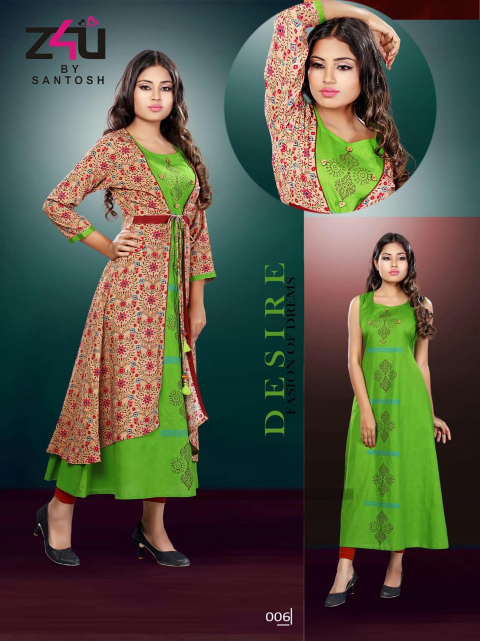 Kangana By Z4u 001 To 010 Series Beautiful Colorful Stylish Fancy Casual Wear & Ethnic Wear & Ready To Wear Rayon Kurtis At Wholesale Price