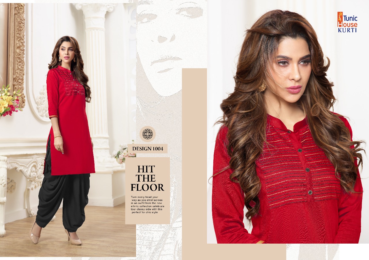 Kanika Patiala By Tunic House 1001 To 1008 Series Beautiful Stylish Colorful Fancy Party Wear & Ethnic Wear & Ready To Wear Silk Kurtis With Bottom At Wholesale Price