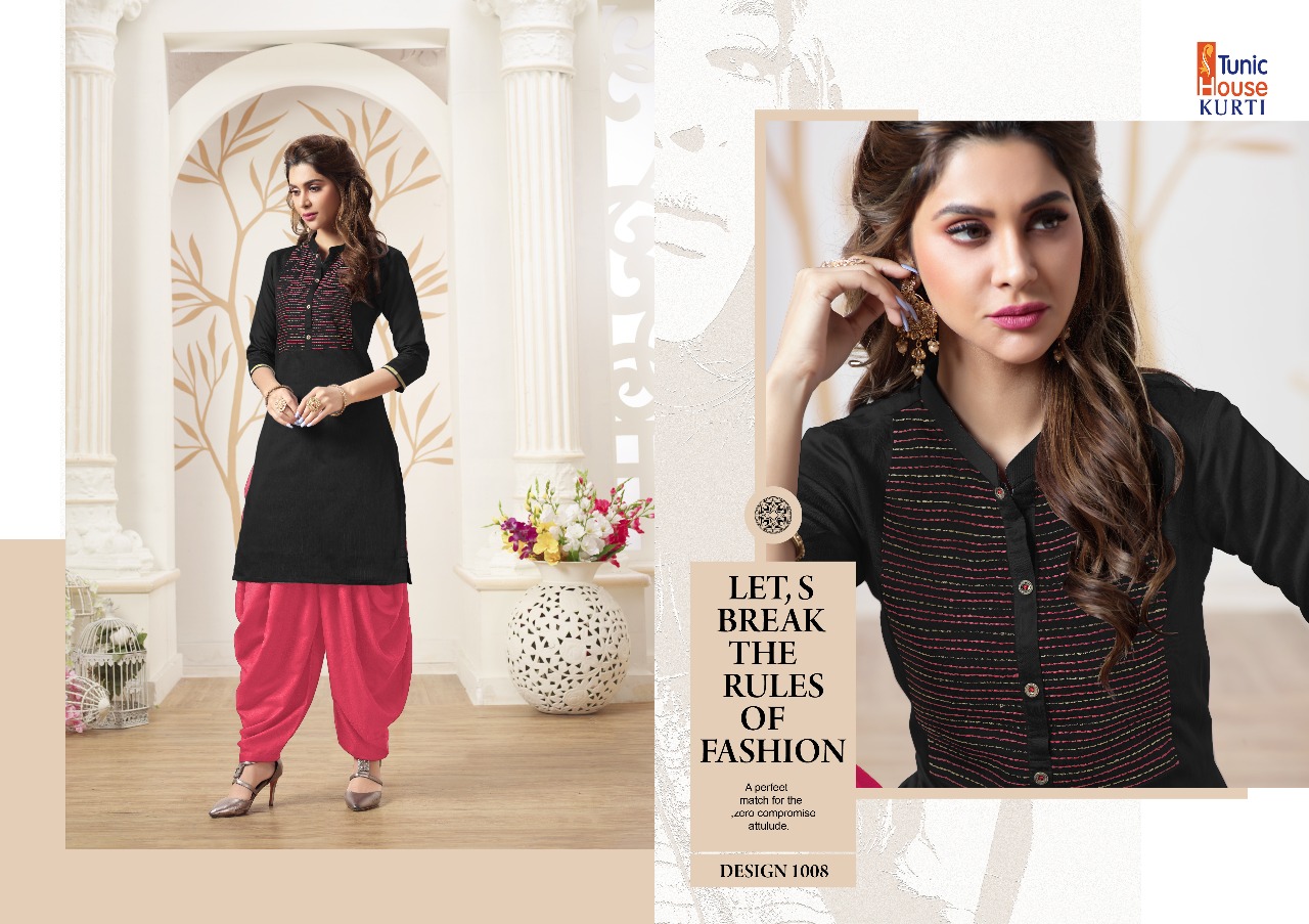 Kanika Patiala By Tunic House 1001 To 1008 Series Beautiful Stylish Colorful Fancy Party Wear & Ethnic Wear & Ready To Wear Silk Kurtis With Bottom At Wholesale Price