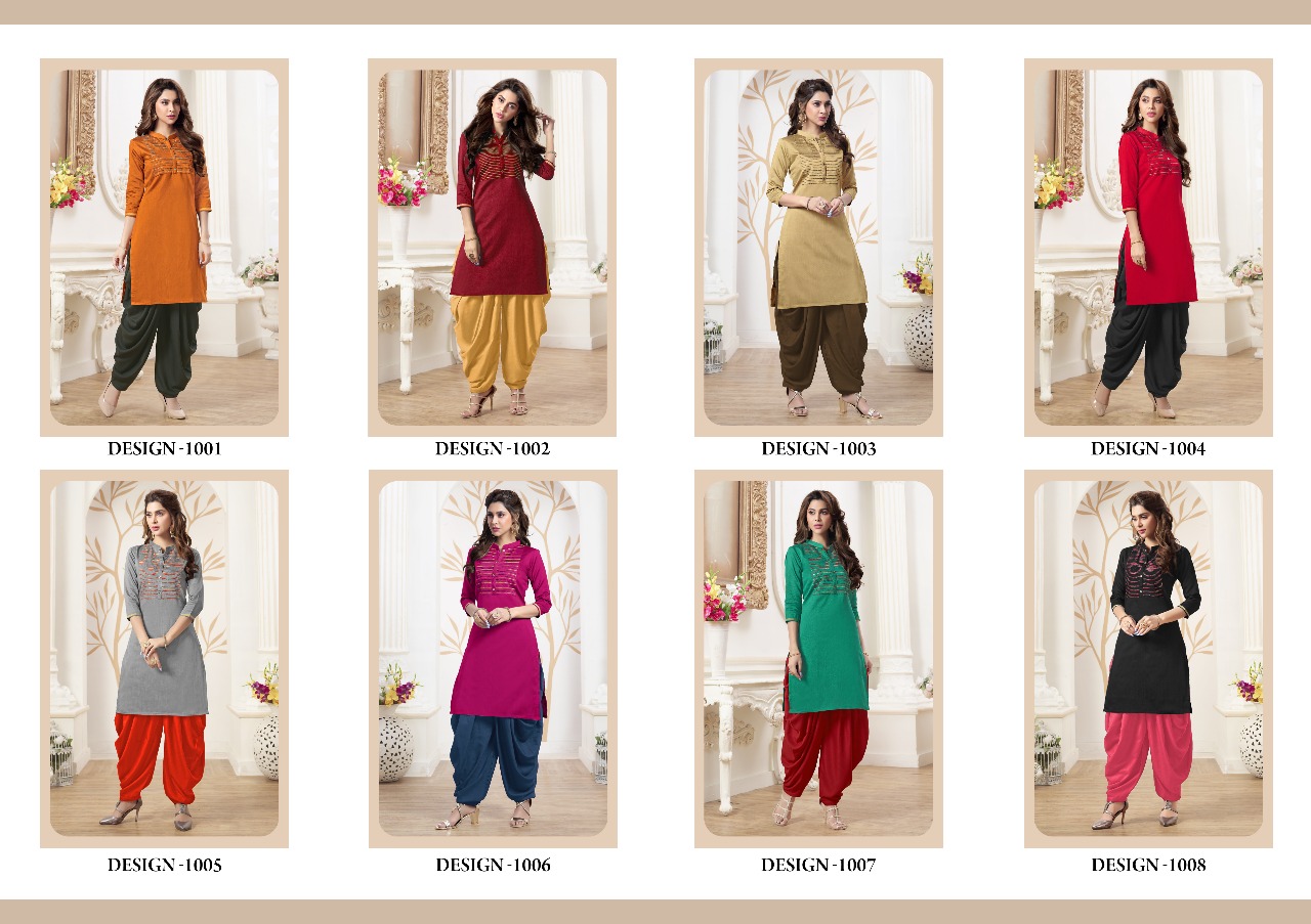 Kanika Patiala By Tunic House 1001 To 1008 Series Beautiful Stylish Colorful Fancy Party Wear & Ethnic Wear & Ready To Wear Silk Kurtis With Bottom At Wholesale Price