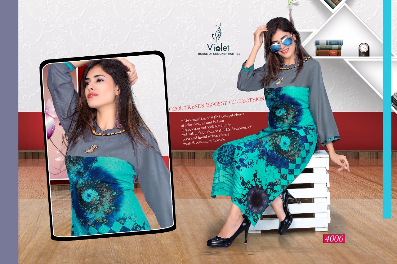 Kanika By Violet 4001 To 4008 Series Beautiful Colorful Stylish Fancy Casual Wear & Ethnic Wear & Ready To Wear Rayon Printed Kurtis At Wholesale Price