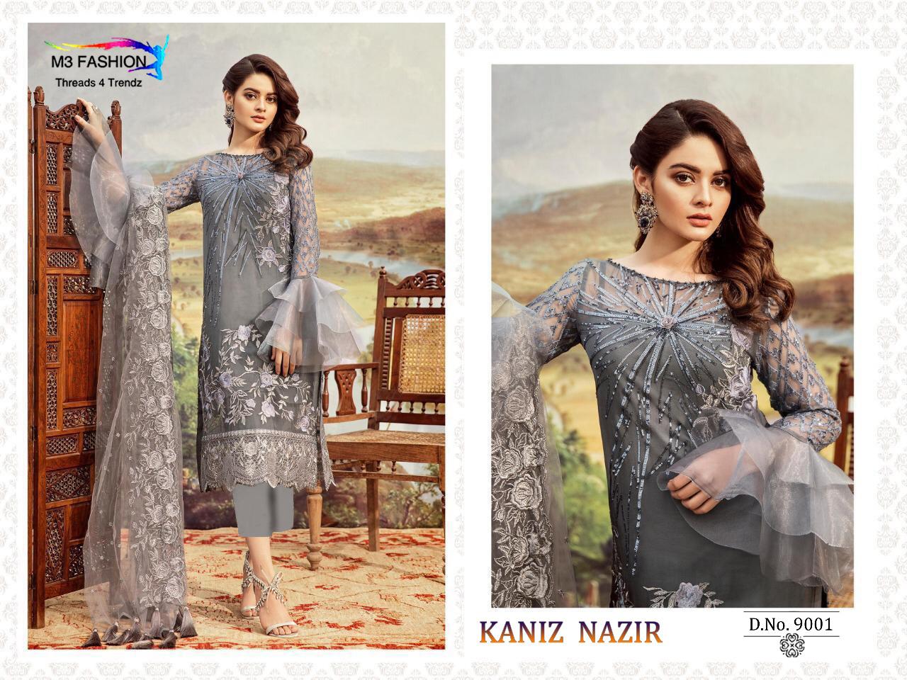 Kaniz Nazir By M3 Fashions 9001 To 9005 Series Beautiful Winter Collection Suits Stylish Fancy Colorful Casual Wear & Ethnic Wear Net/faux Georgette Dresses At Wholesale Price