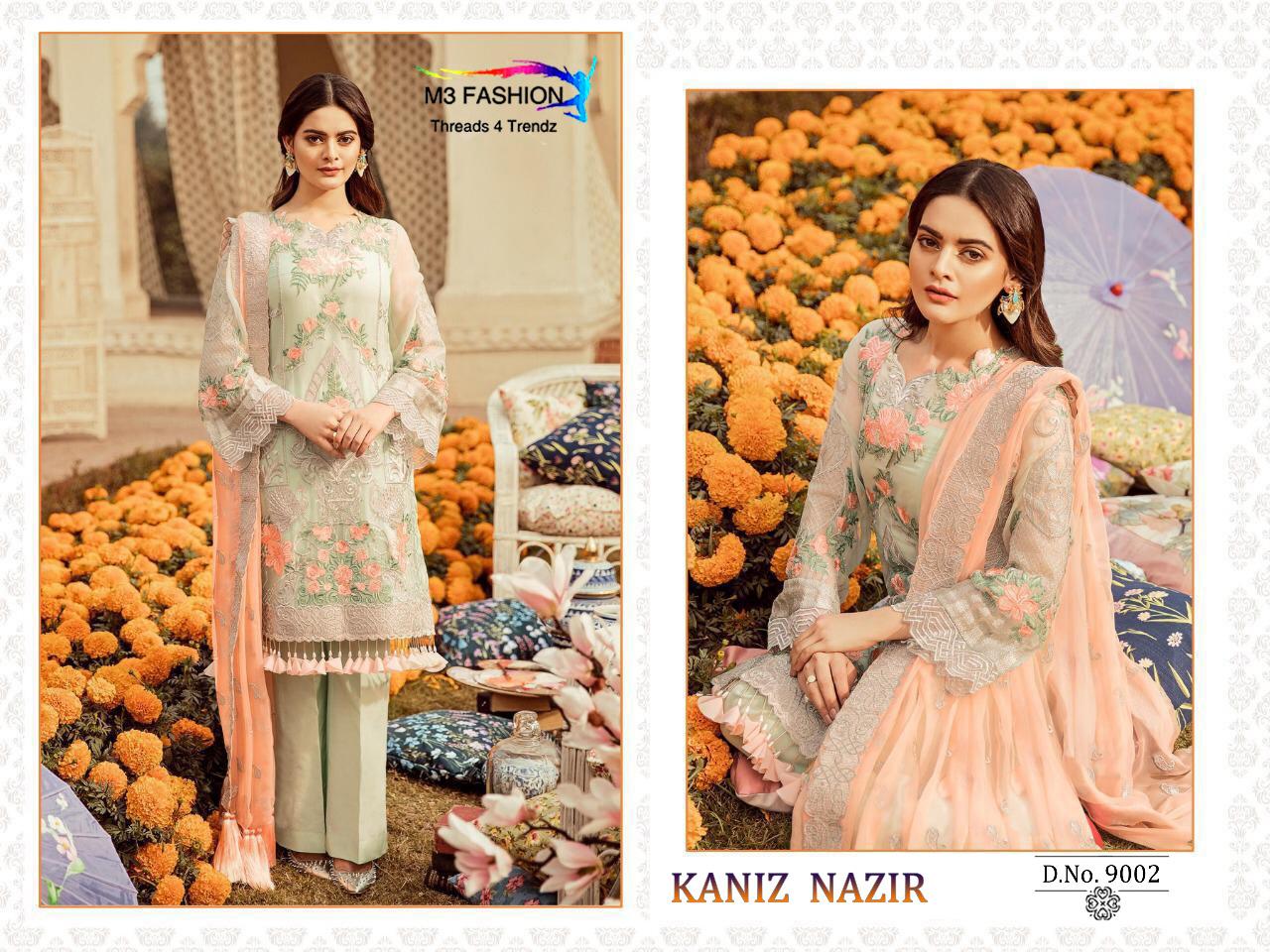 Kaniz Nazir By M3 Fashions 9001 To 9005 Series Beautiful Winter Collection Suits Stylish Fancy Colorful Casual Wear & Ethnic Wear Net/faux Georgette Dresses At Wholesale Price