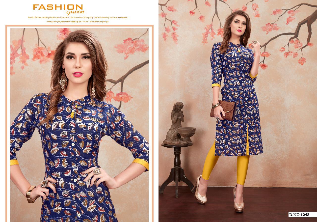 Karishma By Studio Manav Mills 1037 To 1048 Series Indian Traditional Wear Collection Beautiful Stylish Fancy Colorful Party Wear & Occasional Wear Heavy Rayon Kurtis At Wholesale Price