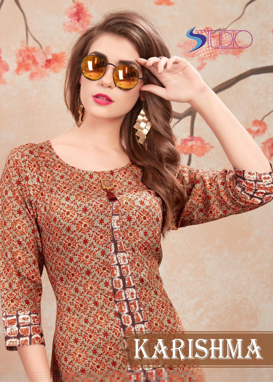 Karishma By Studio Manav Mills 1037 To 1048 Series Indian Traditional Wear Collection Beautiful Stylish Fancy Colorful Party Wear & Occasional Wear Heavy Rayon Kurtis At Wholesale Price