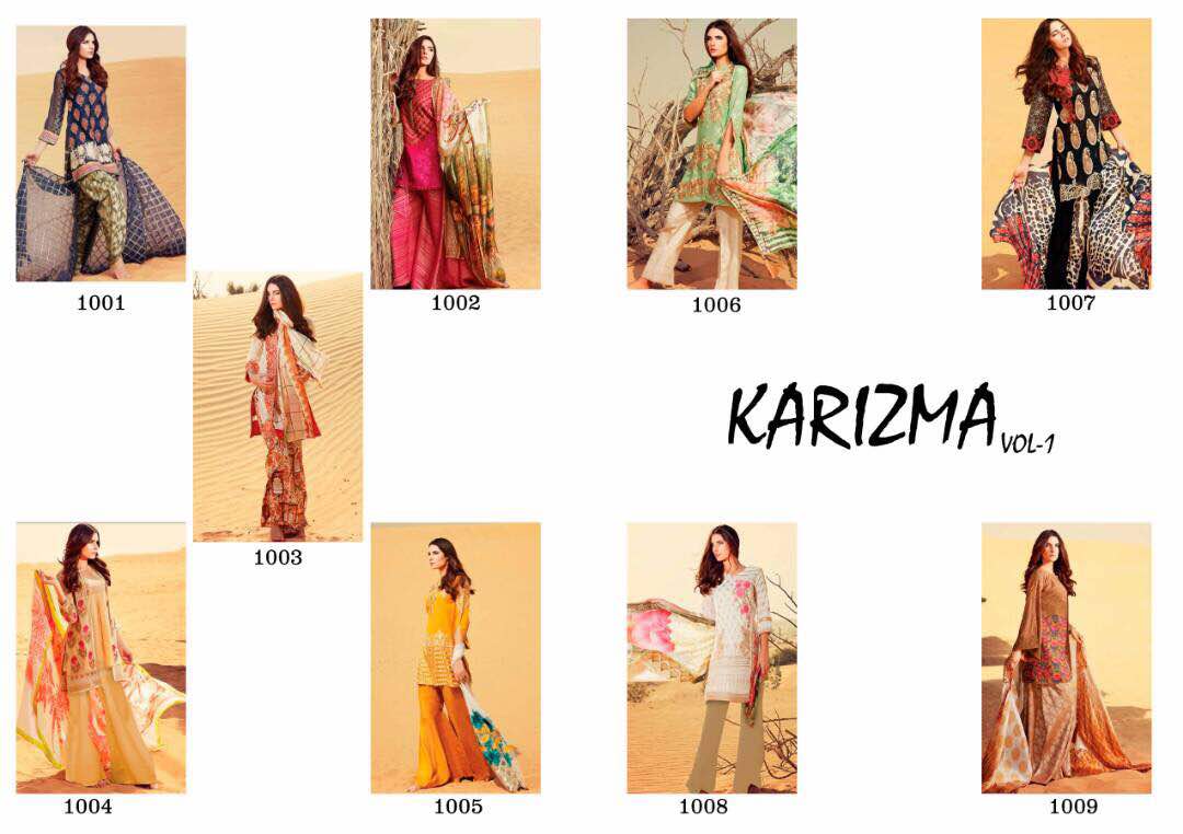 Karizma Vol-1 By Fashid Wholesale 1001 To 1009 Series Pakistani Suits Beautiful Stylish Fancy Colorful Party Wear & Ethnic Wear Cambric Cotton Printed Dresses At Wholesale Price