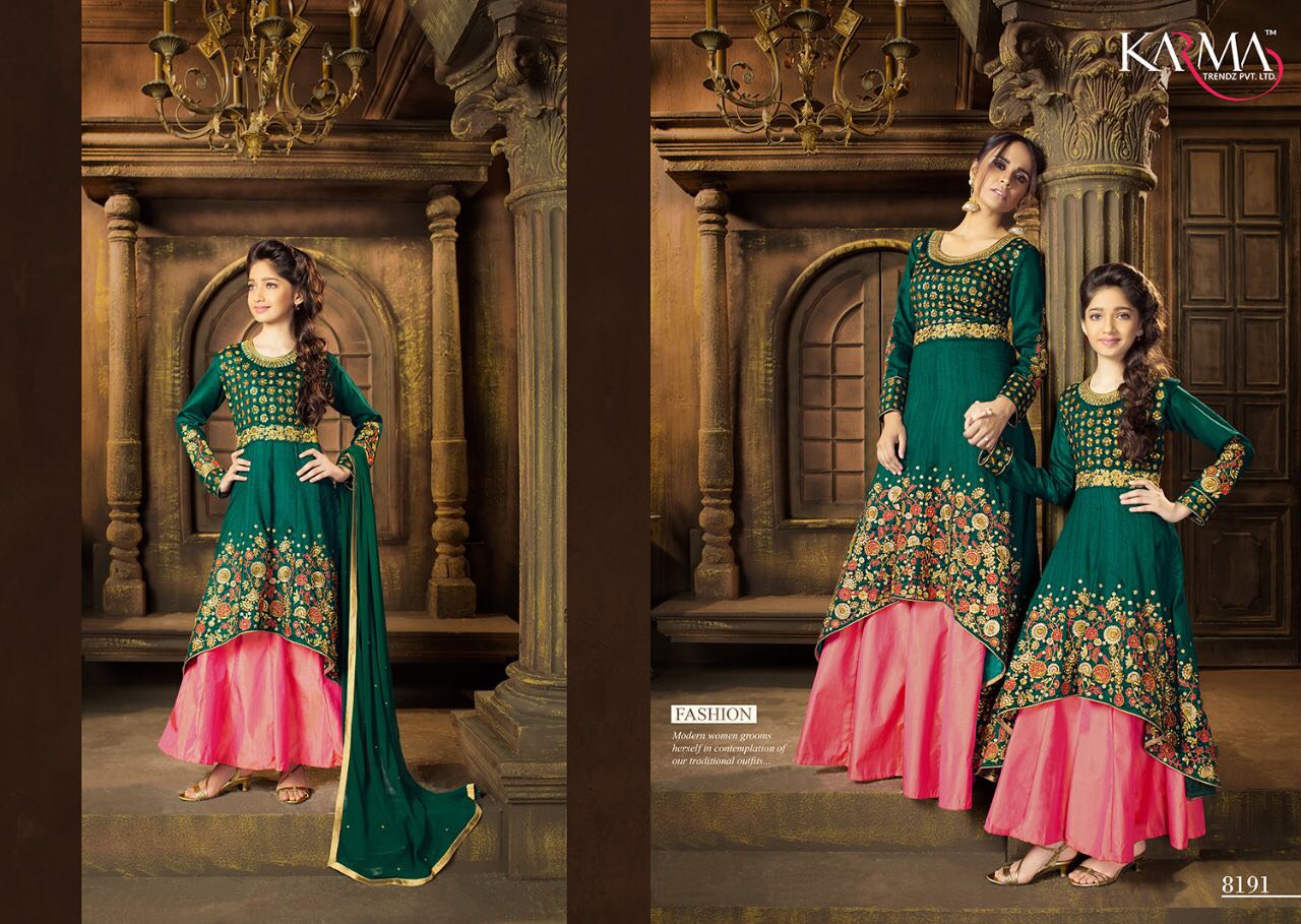 Karma 8190 Series By Karma Trendz 8190 To 8194 Series Designer Wedding Collection Beautiful Fancy Colorful Party Wear & Occasional Wear Raw Silk/ Net Embroidered Dresses At Wholesale Price
