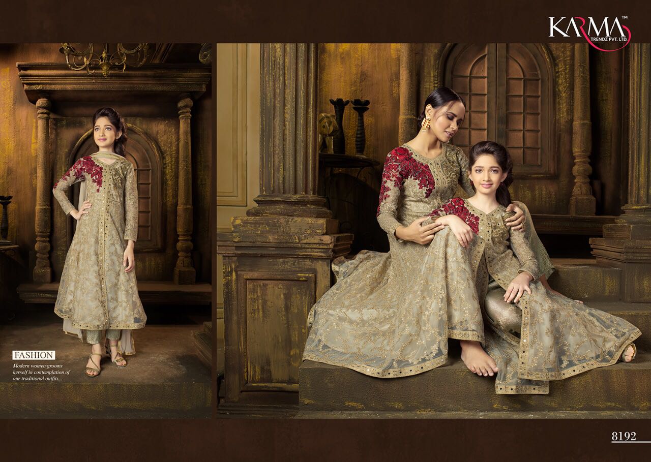 Karma 8190 Series By Karma Trendz 8190 To 8194 Series Designer Wedding Collection Beautiful Fancy Colorful Party Wear & Occasional Wear Raw Silk/ Net Embroidered Dresses At Wholesale Price