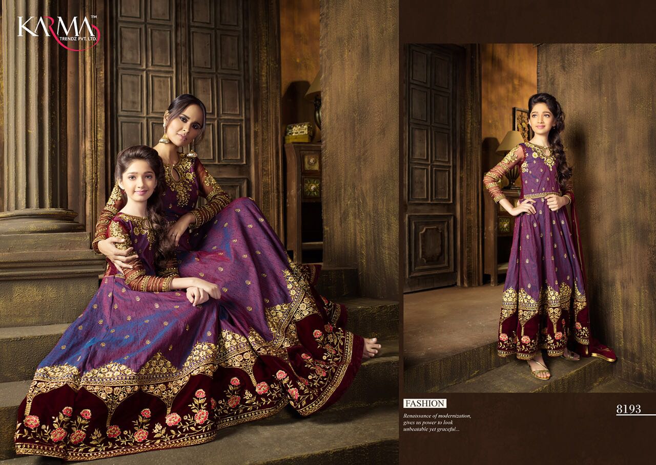 Karma 8190 Series By Karma Trendz 8190 To 8194 Series Designer Wedding Collection Beautiful Fancy Colorful Party Wear & Occasional Wear Raw Silk/ Net Embroidered Dresses At Wholesale Price