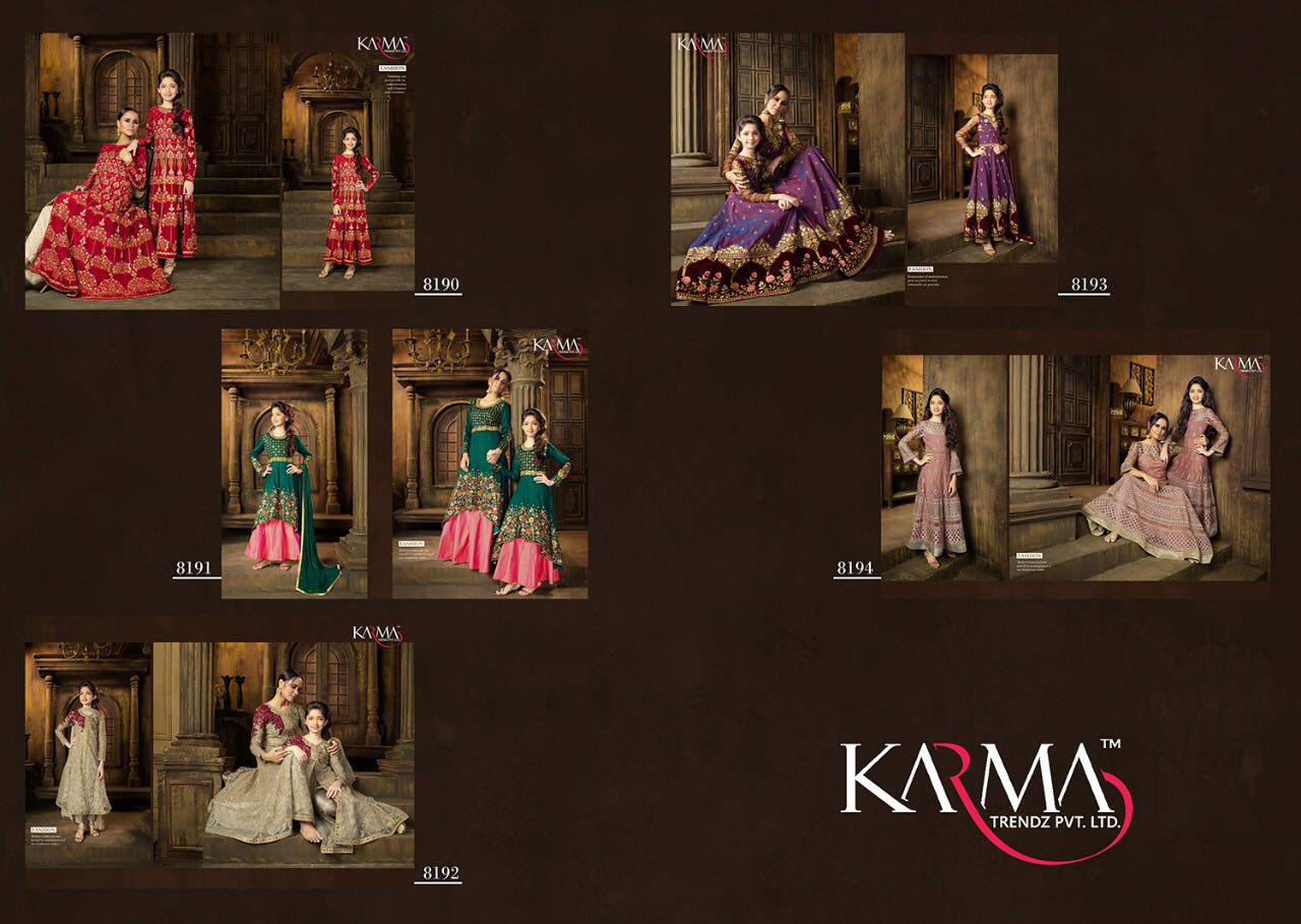 Karma 8190 Series By Karma Trendz 8190 To 8194 Series Designer Wedding Collection Beautiful Fancy Colorful Party Wear & Occasional Wear Raw Silk/ Net Embroidered Dresses At Wholesale Price