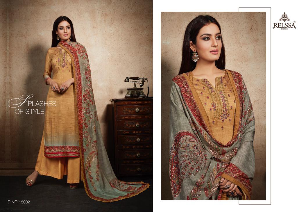 Karni By Relssa Fabric 5001 To 5007 Series Suits Beautiful Stylish Fancy Colorful Party Wear & Occasional Wear Modal Cotton Embroidered Dresses At Wholesale Price