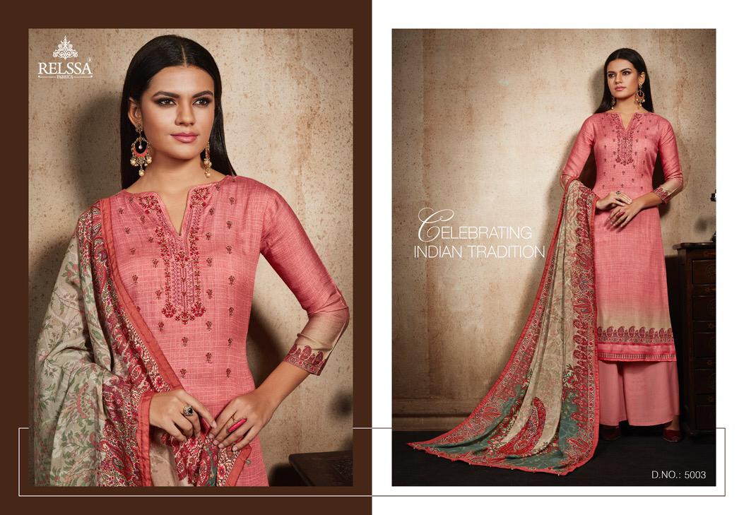 Karni By Relssa Fabric 5001 To 5007 Series Suits Beautiful Stylish Fancy Colorful Party Wear & Occasional Wear Modal Cotton Embroidered Dresses At Wholesale Price