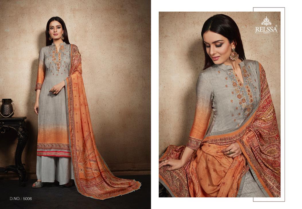 Karni By Relssa Fabric 5001 To 5007 Series Suits Beautiful Stylish Fancy Colorful Party Wear & Occasional Wear Modal Cotton Embroidered Dresses At Wholesale Price