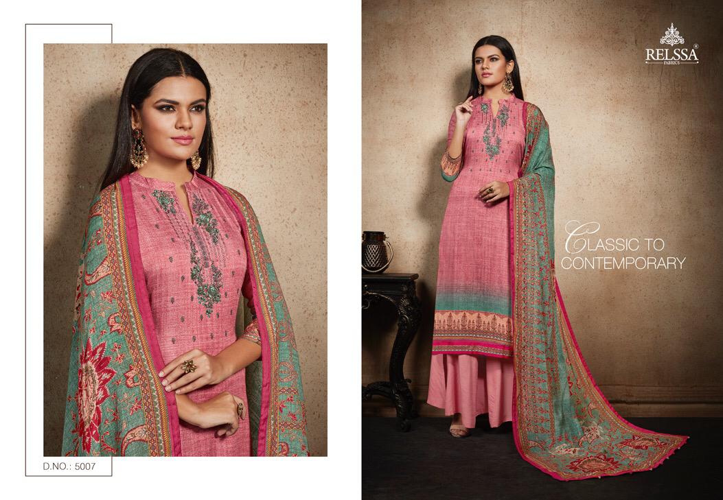 Karni By Relssa Fabric 5001 To 5007 Series Suits Beautiful Stylish Fancy Colorful Party Wear & Occasional Wear Modal Cotton Embroidered Dresses At Wholesale Price