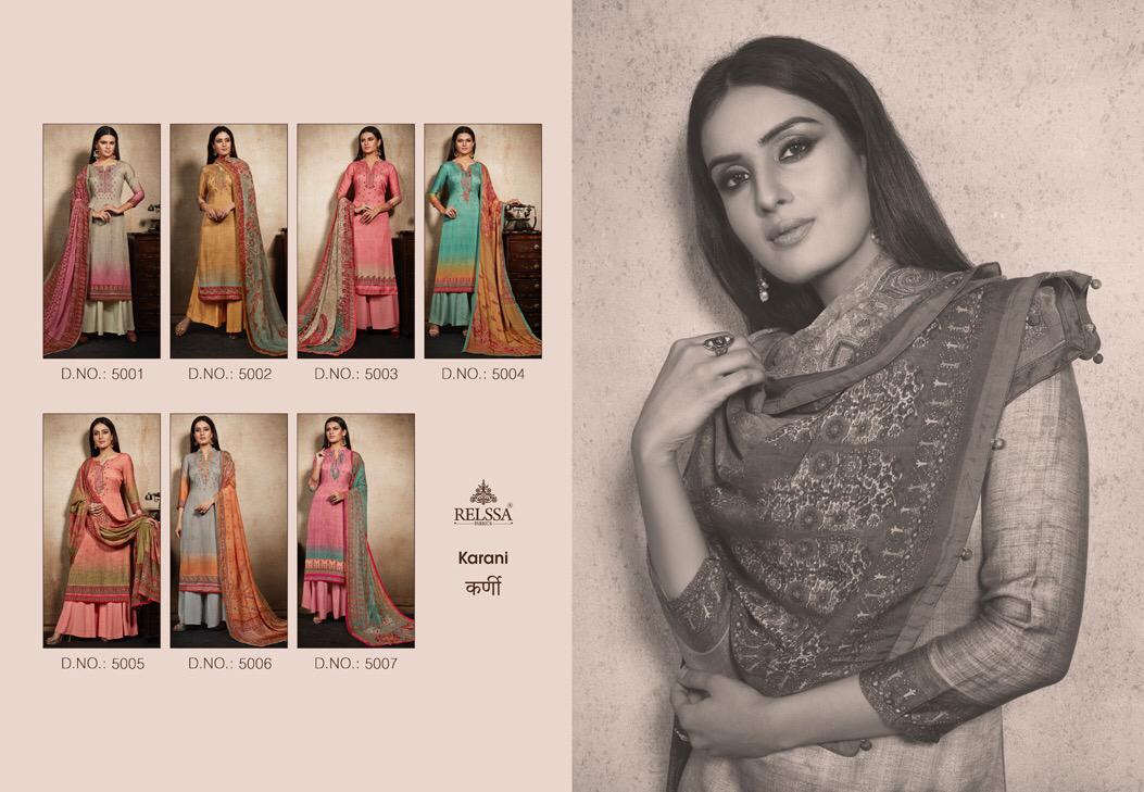 Karni By Relssa Fabric 5001 To 5007 Series Suits Beautiful Stylish Fancy Colorful Party Wear & Occasional Wear Modal Cotton Embroidered Dresses At Wholesale Price
