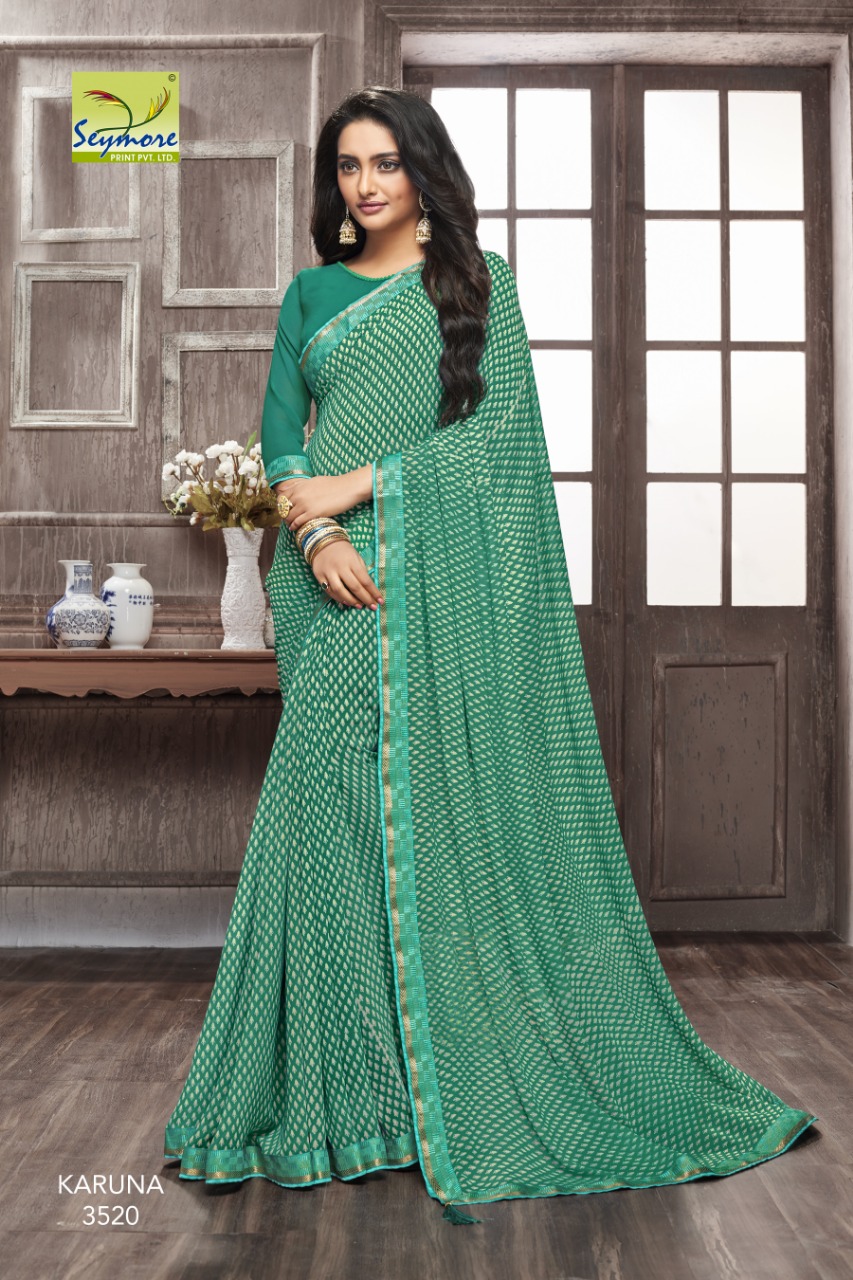 Karuna By Seymore Prints 3518 To 3537 Series Indian Traditional Wear Collection Beautiful Stylish Fancy Colorful Party Wear & Occasional Wear Georgette Printed Sarees At Wholesale Price