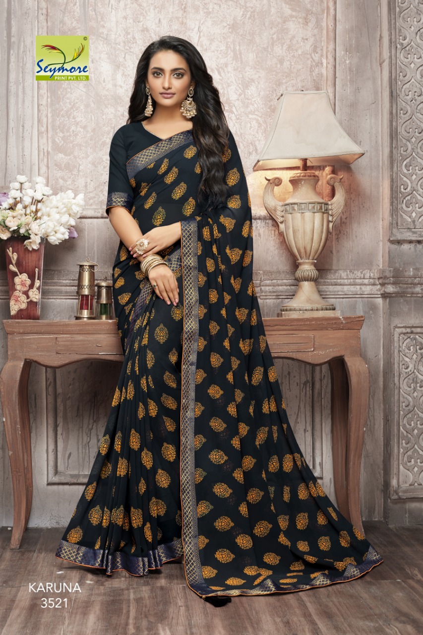 Karuna By Seymore Prints 3518 To 3537 Series Indian Traditional Wear Collection Beautiful Stylish Fancy Colorful Party Wear & Occasional Wear Georgette Printed Sarees At Wholesale Price