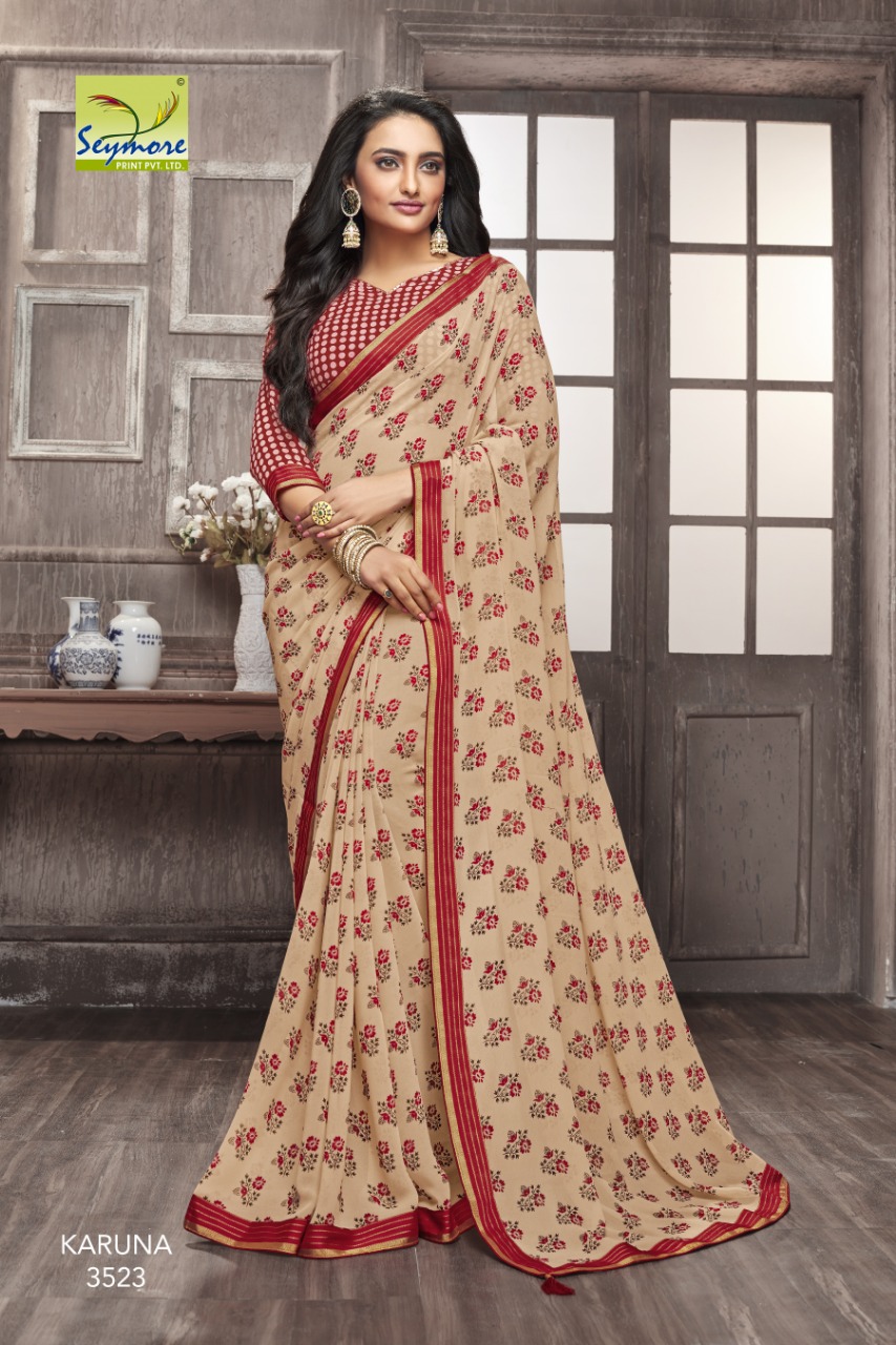 Karuna By Seymore Prints 3518 To 3537 Series Indian Traditional Wear Collection Beautiful Stylish Fancy Colorful Party Wear & Occasional Wear Georgette Printed Sarees At Wholesale Price