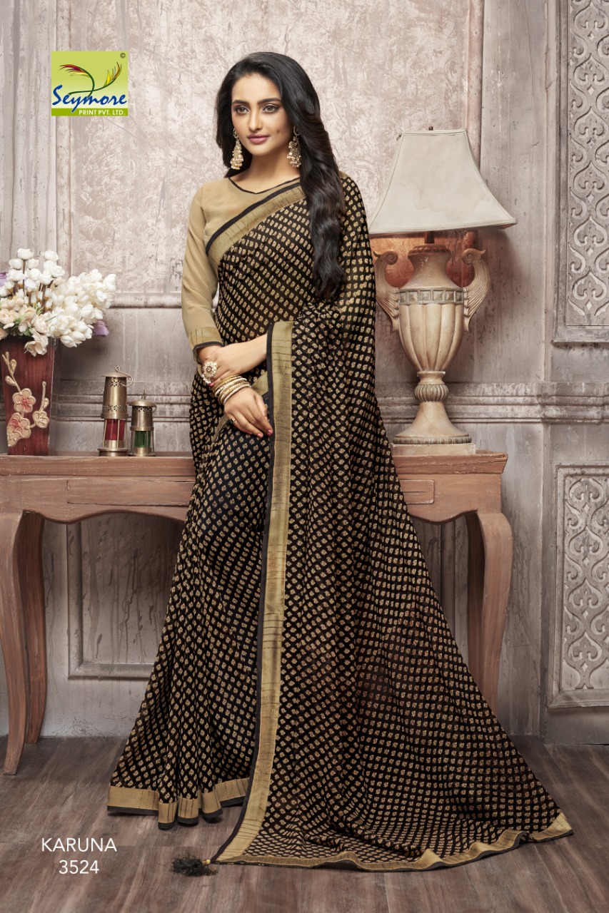 Karuna By Seymore Prints 3518 To 3537 Series Indian Traditional Wear Collection Beautiful Stylish Fancy Colorful Party Wear & Occasional Wear Georgette Printed Sarees At Wholesale Price