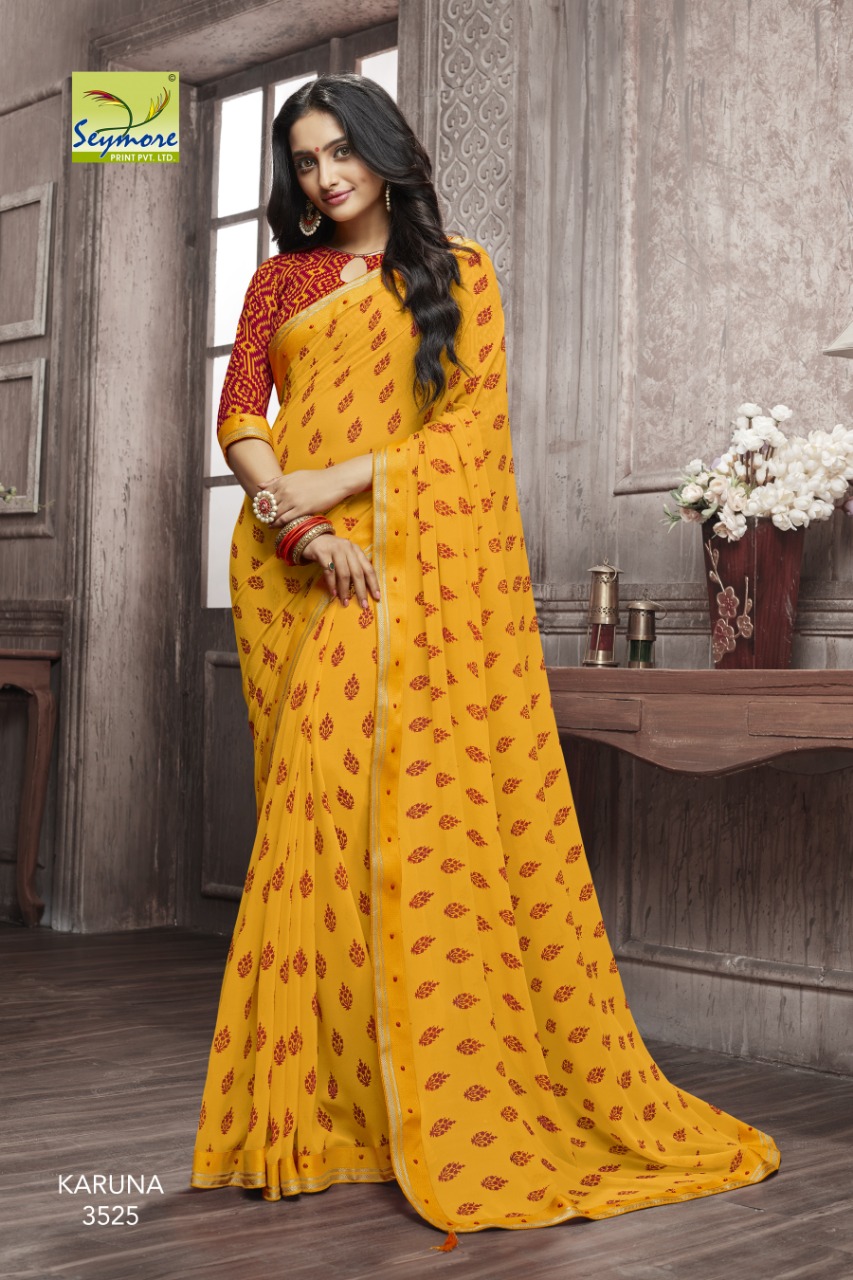 Karuna By Seymore Prints 3518 To 3537 Series Indian Traditional Wear Collection Beautiful Stylish Fancy Colorful Party Wear & Occasional Wear Georgette Printed Sarees At Wholesale Price