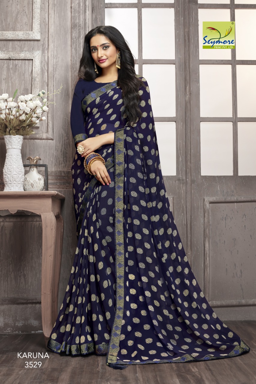 Karuna By Seymore Prints 3518 To 3537 Series Indian Traditional Wear Collection Beautiful Stylish Fancy Colorful Party Wear & Occasional Wear Georgette Printed Sarees At Wholesale Price