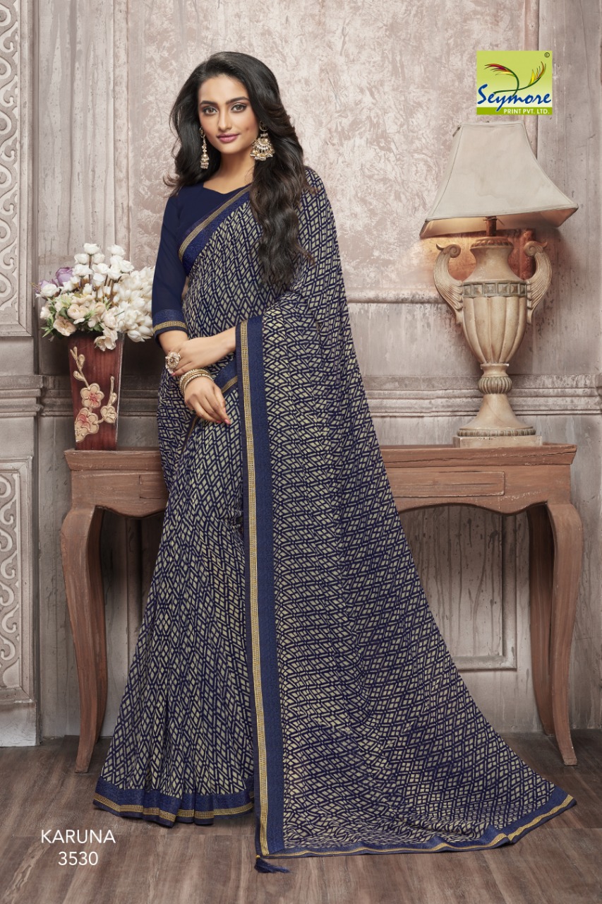 Karuna By Seymore Prints 3518 To 3537 Series Indian Traditional Wear Collection Beautiful Stylish Fancy Colorful Party Wear & Occasional Wear Georgette Printed Sarees At Wholesale Price