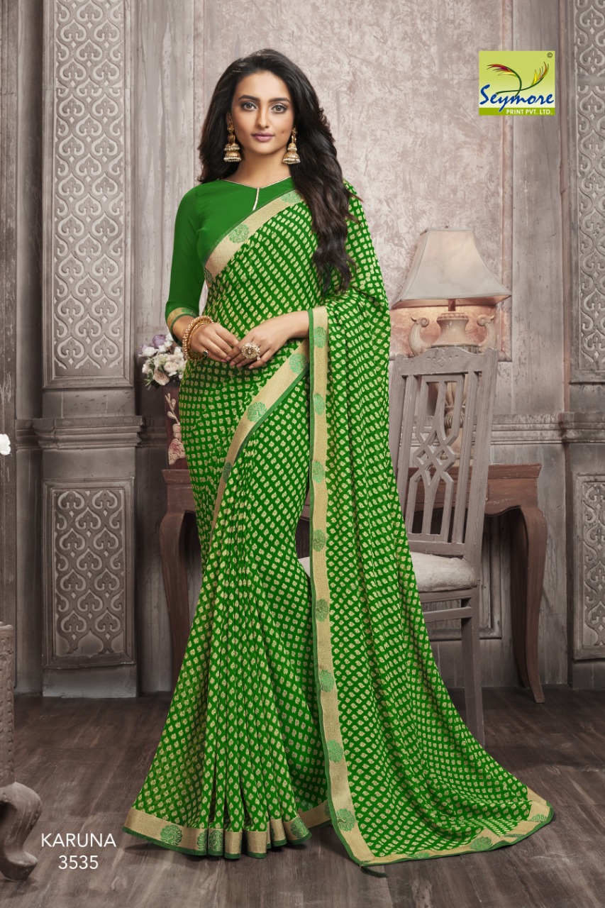 Karuna By Seymore Prints 3518 To 3537 Series Indian Traditional Wear Collection Beautiful Stylish Fancy Colorful Party Wear & Occasional Wear Georgette Printed Sarees At Wholesale Price