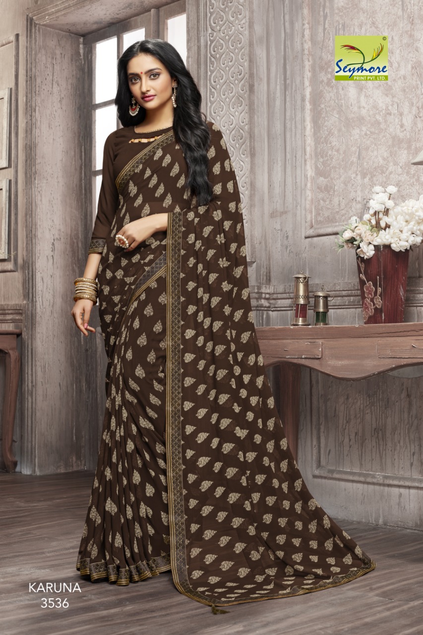 Karuna By Seymore Prints 3518 To 3537 Series Indian Traditional Wear Collection Beautiful Stylish Fancy Colorful Party Wear & Occasional Wear Georgette Printed Sarees At Wholesale Price