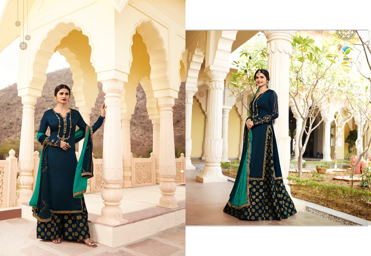 Kaseesh Fortune Hit List By Vinay Fashion 7531 To 7535 Series Designer Suits Beautiful Stylish Fancy Wedding Collection Party Wear & Occasional Wear Georgette Satin Embroidered Dresses At Wholesale Price