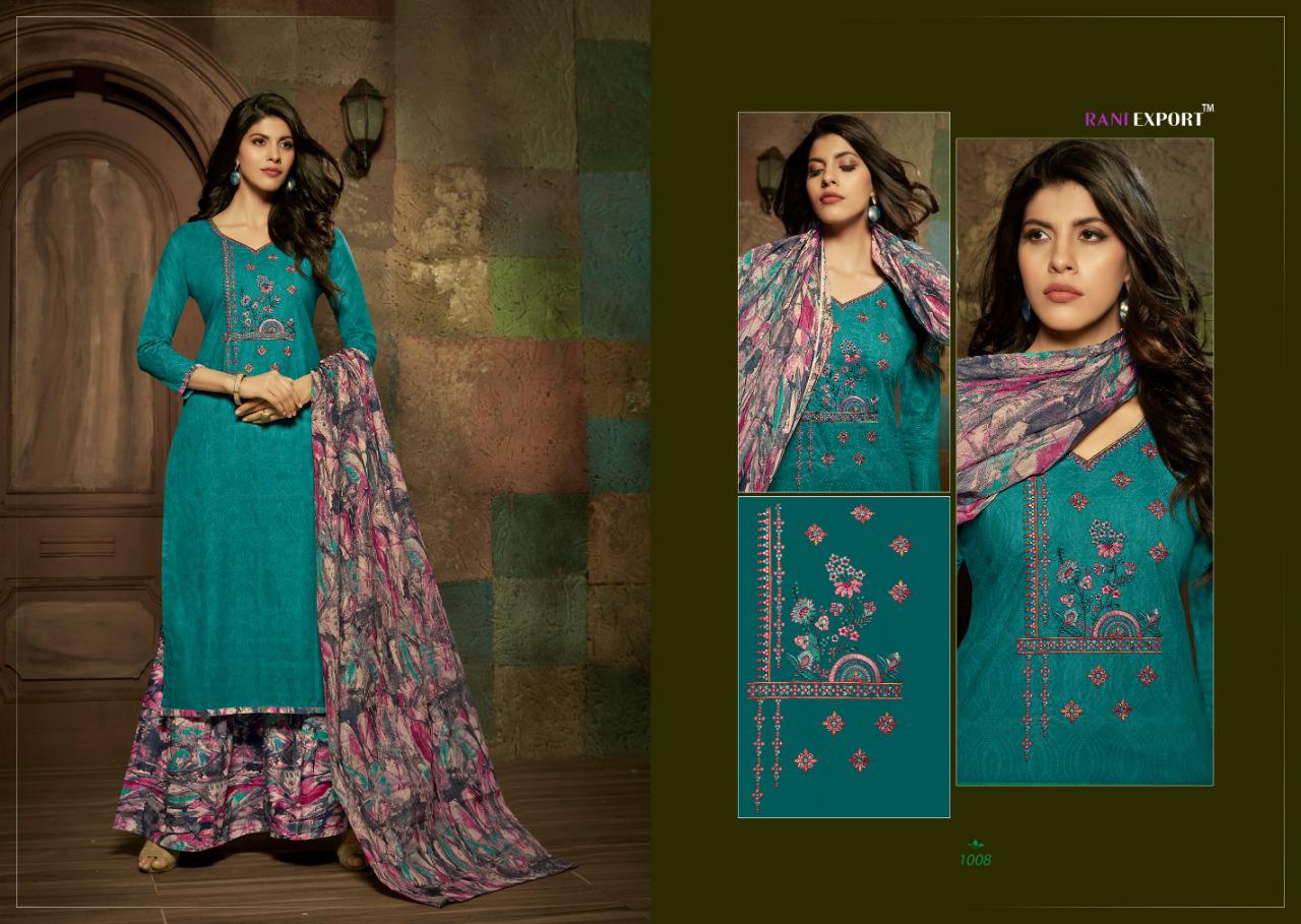 Kashida Kari By Rani Exports 1002 To 1009 Beautiful Suits Stylish Colorful Fancy Casual Wear & Ethnic Wear Pure Cambric Printed Dresses At Wholesale Price