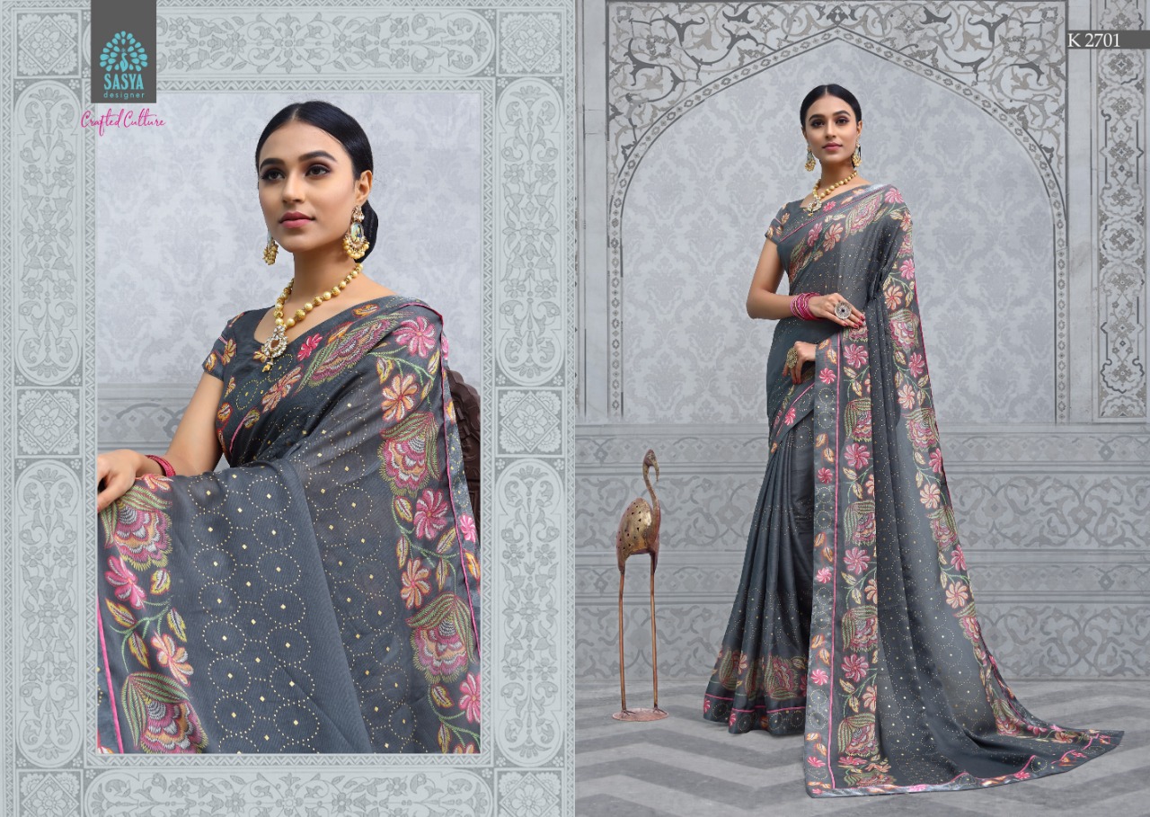 Kashmiri By Sasya Designer 2701 To 2710 Series Indian Traditional Wear Collection Beautiful Stylish Fancy Colorful Party Wear & Occasional Wear Silk Chiffon Fabric Sarees At Wholesale Price