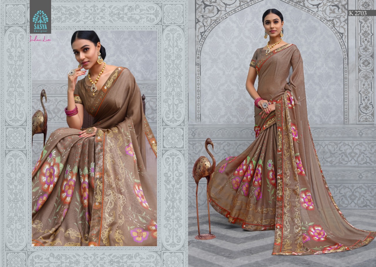 Kashmiri By Sasya Designer 2701 To 2710 Series Indian Traditional Wear Collection Beautiful Stylish Fancy Colorful Party Wear & Occasional Wear Silk Chiffon Fabric Sarees At Wholesale Price