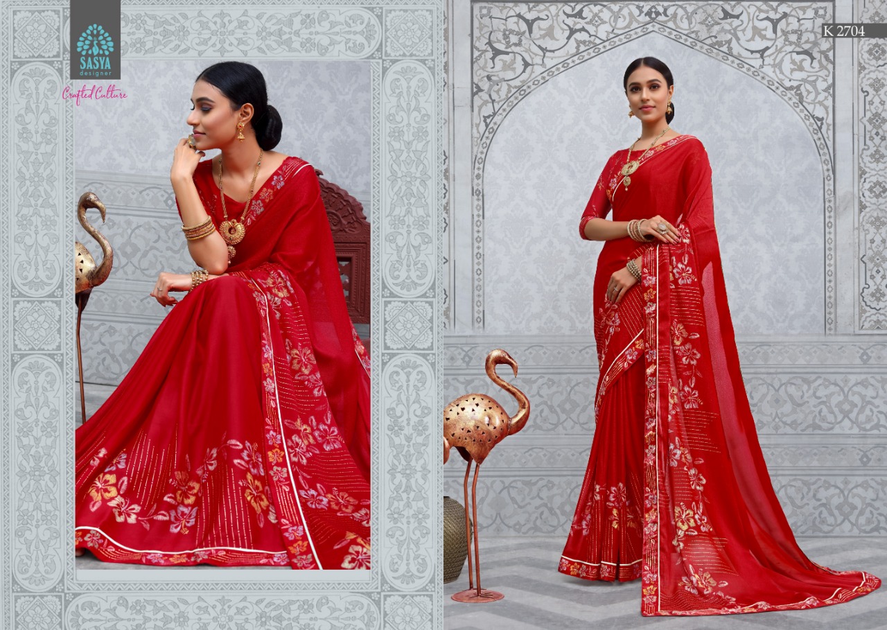 Kashmiri By Sasya Designer 2701 To 2710 Series Indian Traditional Wear Collection Beautiful Stylish Fancy Colorful Party Wear & Occasional Wear Silk Chiffon Fabric Sarees At Wholesale Price
