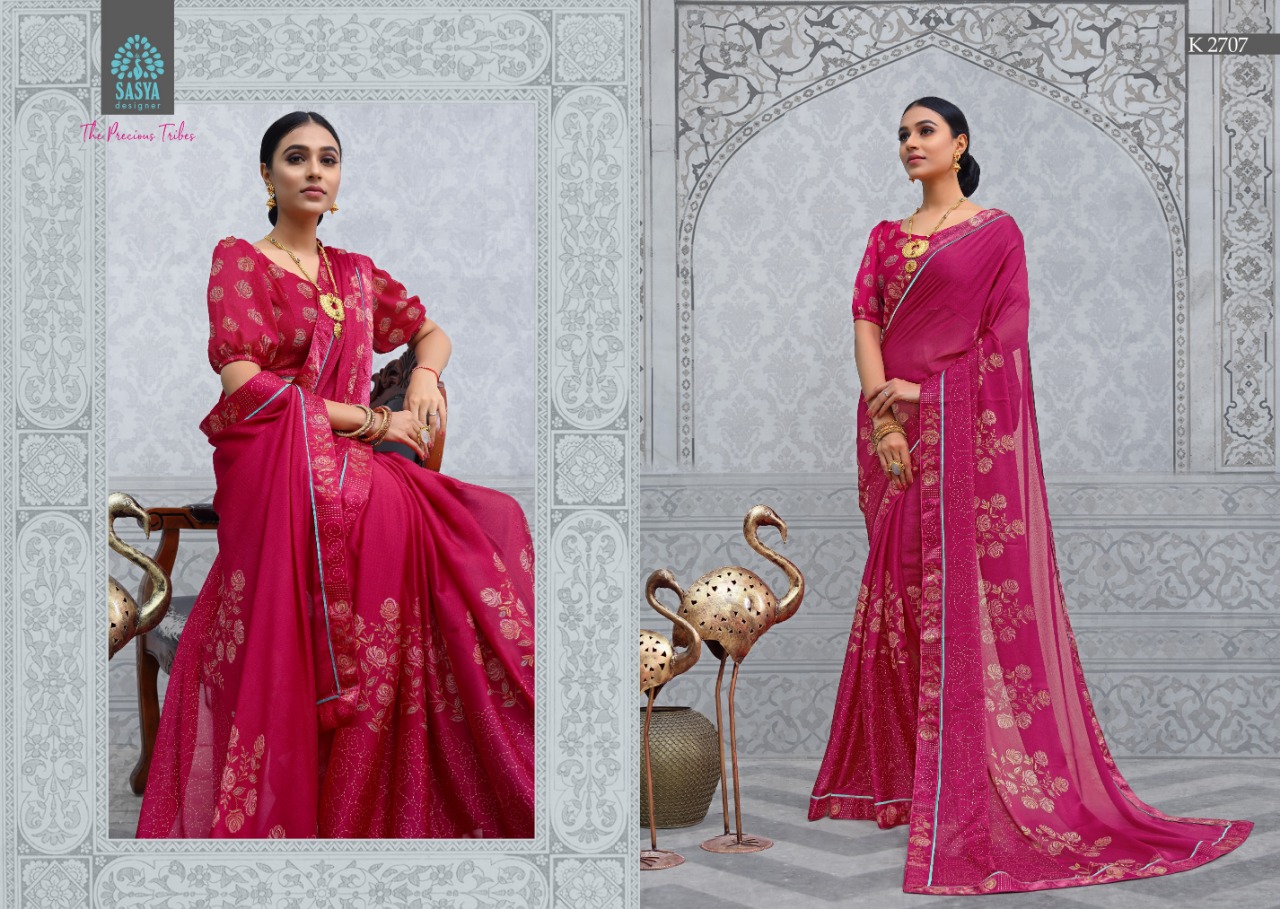 Kashmiri By Sasya Designer 2701 To 2710 Series Indian Traditional Wear Collection Beautiful Stylish Fancy Colorful Party Wear & Occasional Wear Silk Chiffon Fabric Sarees At Wholesale Price