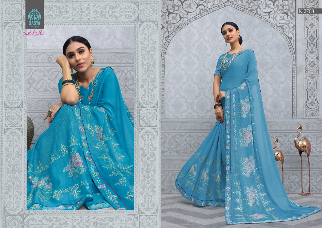 Kashmiri By Sasya Designer 2701 To 2710 Series Indian Traditional Wear Collection Beautiful Stylish Fancy Colorful Party Wear & Occasional Wear Silk Chiffon Fabric Sarees At Wholesale Price