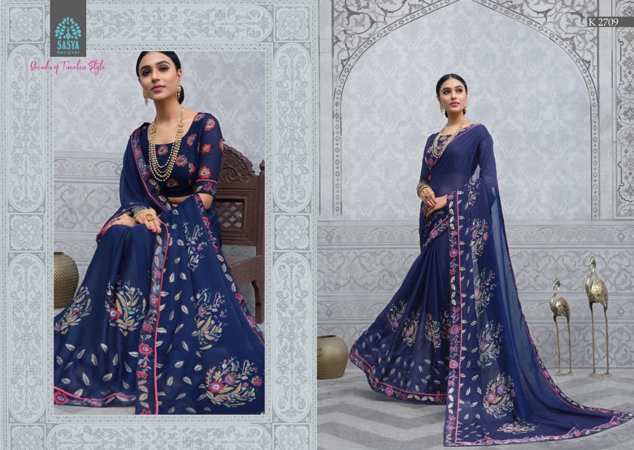Kashmiri By Sasya Designer 2701 To 2710 Series Indian Traditional Wear Collection Beautiful Stylish Fancy Colorful Party Wear & Occasional Wear Silk Chiffon Fabric Sarees At Wholesale Price