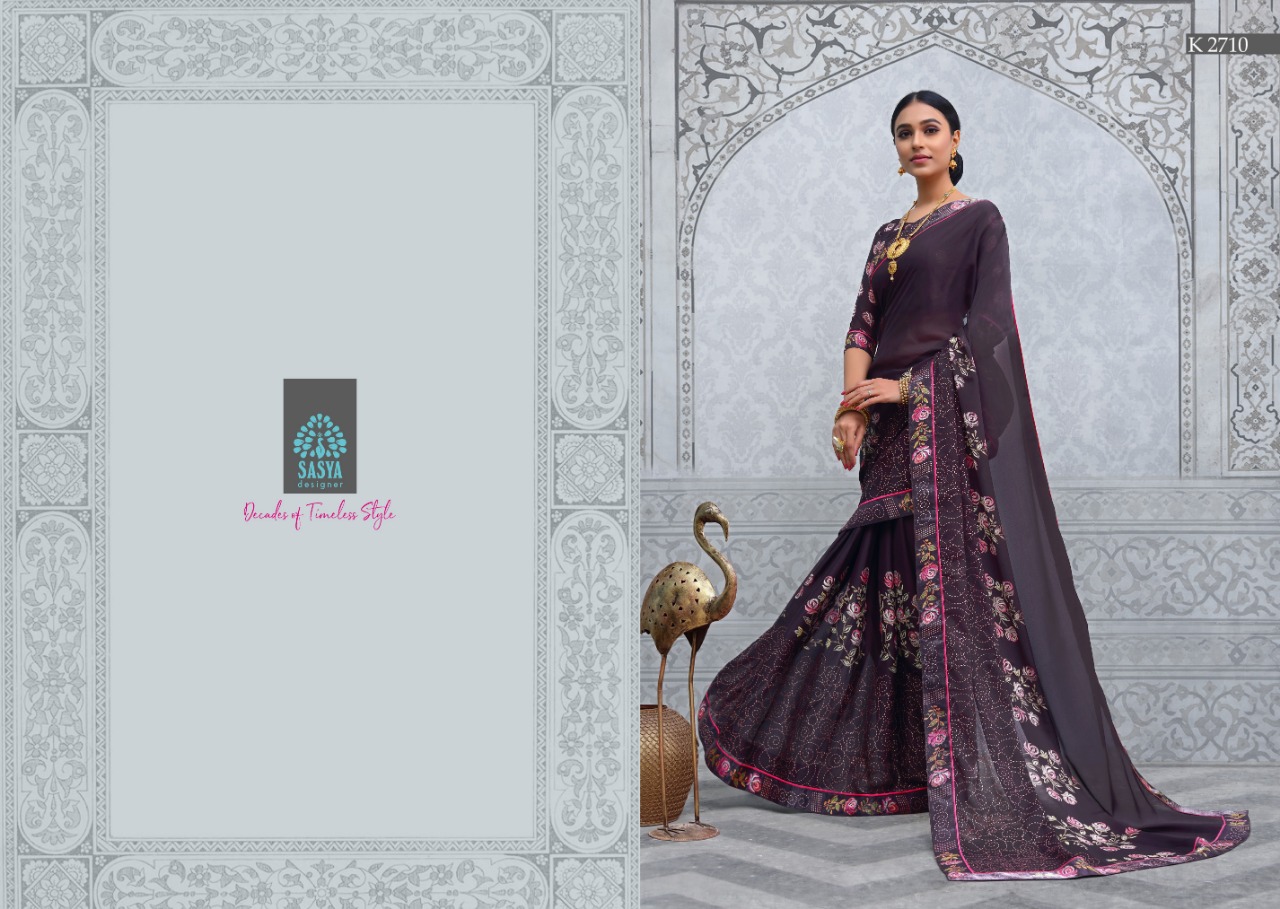 Kashmiri By Sasya Designer 2701 To 2710 Series Indian Traditional Wear Collection Beautiful Stylish Fancy Colorful Party Wear & Occasional Wear Silk Chiffon Fabric Sarees At Wholesale Price