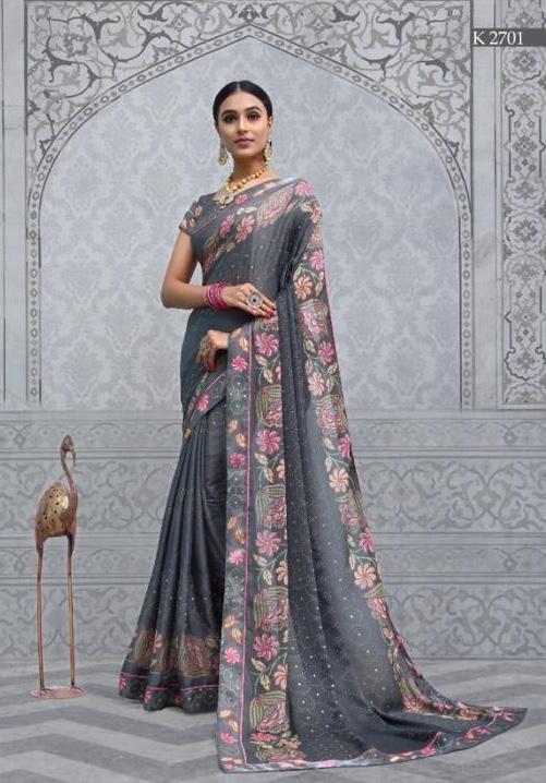 Kahsmiri By Sva 2701 To 2710 Series Indian Traditional Wear Collection Beautiful Stylish Fancy Colorful Party Wear & Occasional Wear Chinnon Printed Sarees At Wholesale Price