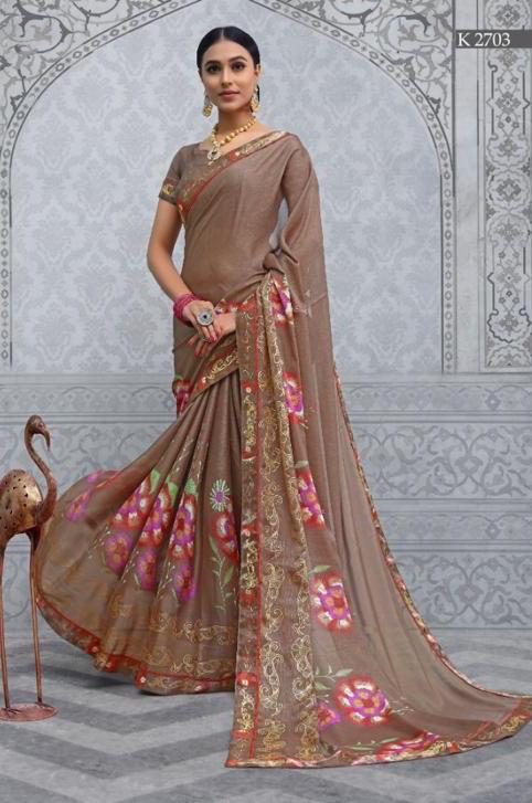Kahsmiri By Sva 2701 To 2710 Series Indian Traditional Wear Collection Beautiful Stylish Fancy Colorful Party Wear & Occasional Wear Chinnon Printed Sarees At Wholesale Price