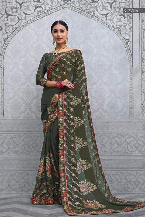 Kahsmiri By Sva 2701 To 2710 Series Indian Traditional Wear Collection Beautiful Stylish Fancy Colorful Party Wear & Occasional Wear Chinnon Printed Sarees At Wholesale Price