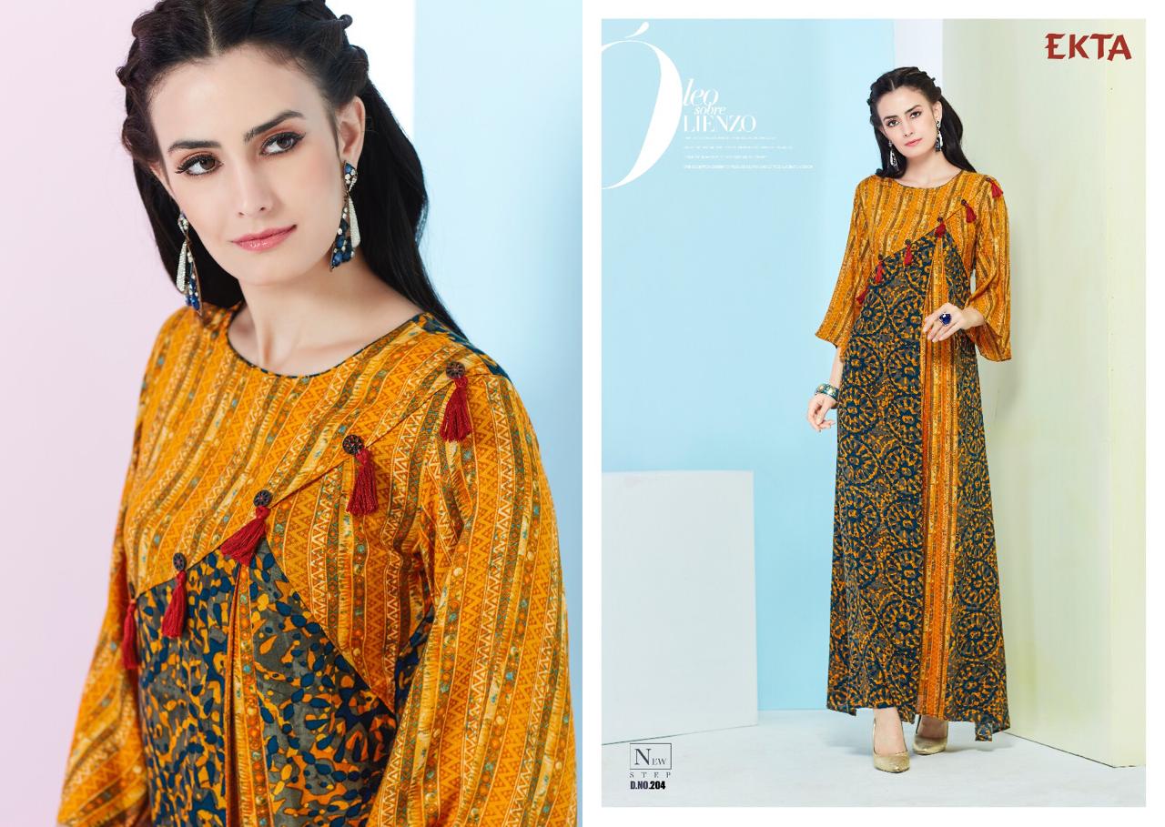 Kashvi Vol-2 By Ekta 201 To 207 Series Beautiful Colorful Stylish Fancy Casual Wear & Ethnic Wear & Ready To Wear Rayon Printed Kurtis At Wholesale Price