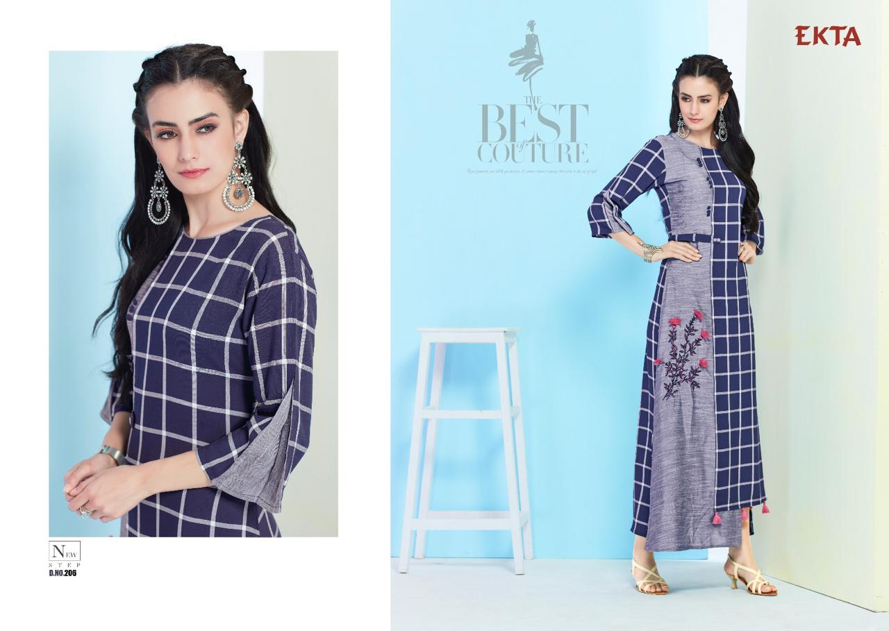 Kashvi Vol-2 By Ekta 201 To 207 Series Beautiful Colorful Stylish Fancy Casual Wear & Ethnic Wear & Ready To Wear Rayon Printed Kurtis At Wholesale Price