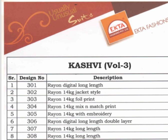 Kashvi Vol-3 By Ekta Fashion 301 To 308 Series Beautiful Stylish Colorful Fancy Party Wear & Ethnic Wear & Ready To Wear Rayon Digital Printed Kurtis At Wholesale Price