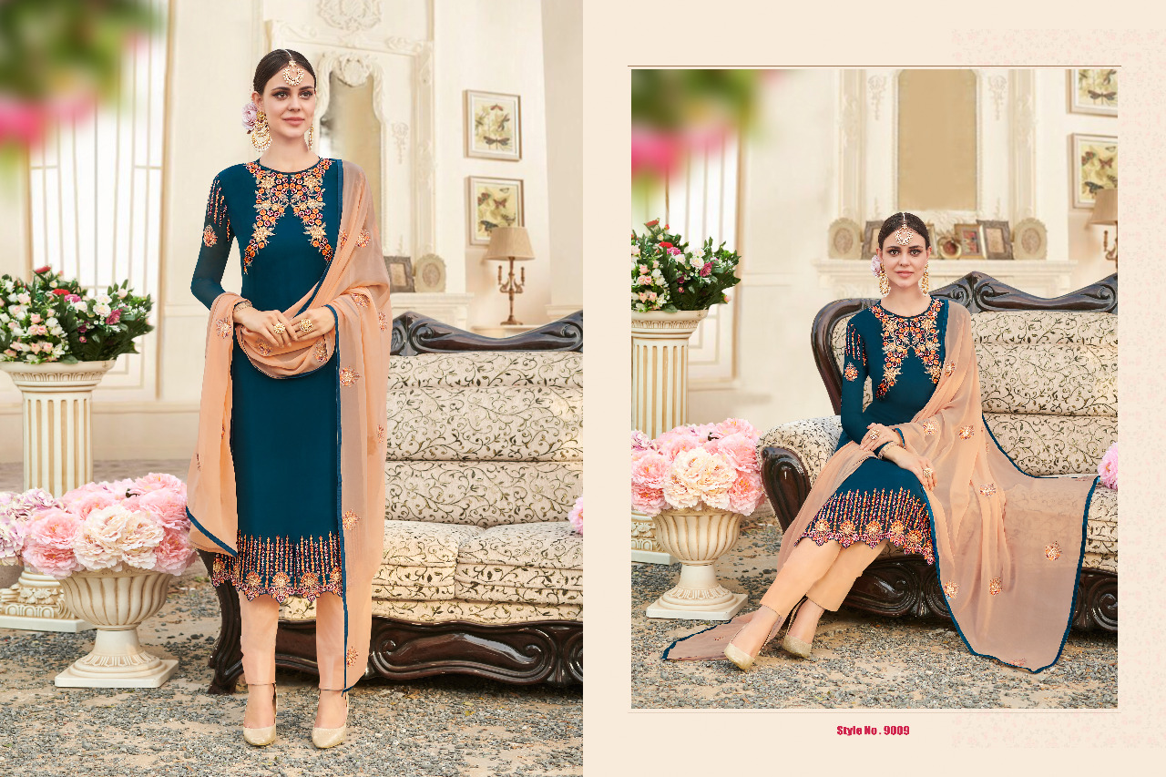 Kasi Vol-2 By Kianaa Fashion 9008 To 9014 Series Designer Suits Collection Beautiful Stylish Fancy Colorful Party Wear & Occasional Wear Georgette Dresses At Wholesale Price