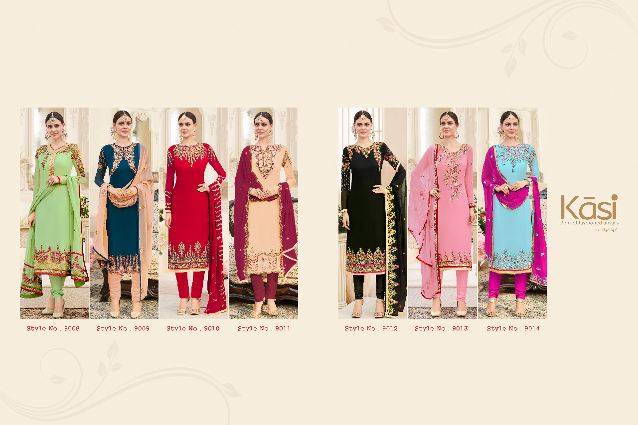 Kasi Vol-2 By Kianaa Fashion 9008 To 9014 Series Designer Suits Collection Beautiful Stylish Fancy Colorful Party Wear & Occasional Wear Georgette Dresses At Wholesale Price