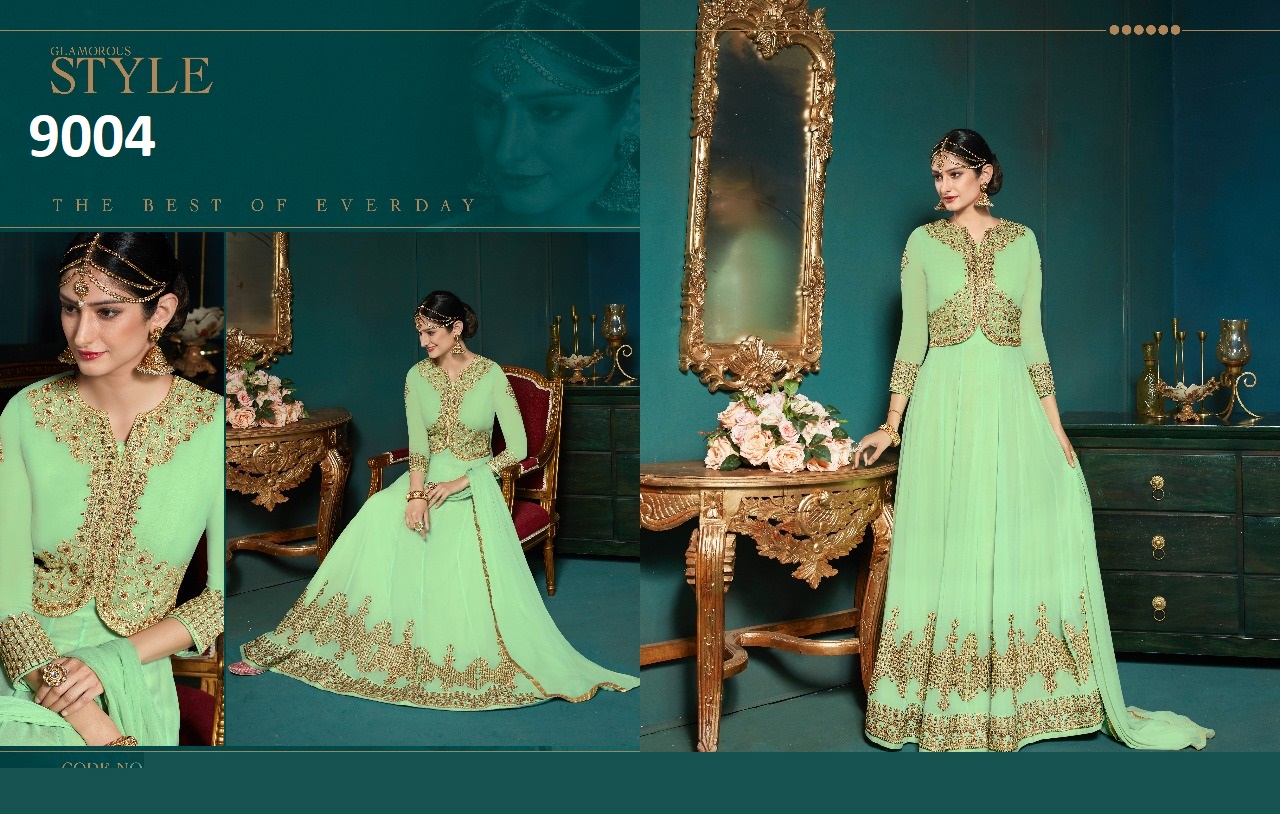 Kasi By Kianaa Fashions 9002 To 9007 Series Designer Anarkali Suits Bridal Collection Colorful Stylish Fancy Party Wear & Occasional Wear Georgette Embroidered Dresses At Wholesale Price